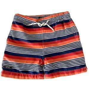 Tooby Doo boys Striped Swim Shorts Size 1-2  orange white, blue, lined beach $44